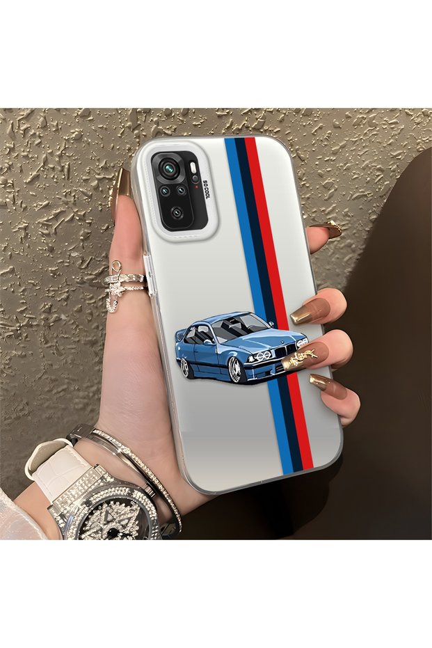 Xiaomi Poco M5S Compatible Silicone Edge Hard Back Anti-Fall Phone Case with Car Pattern