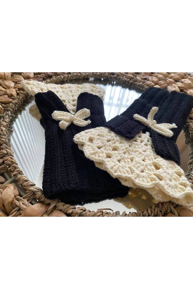 Vintage Örgü Dantel Eldiven , Bileklik - 3