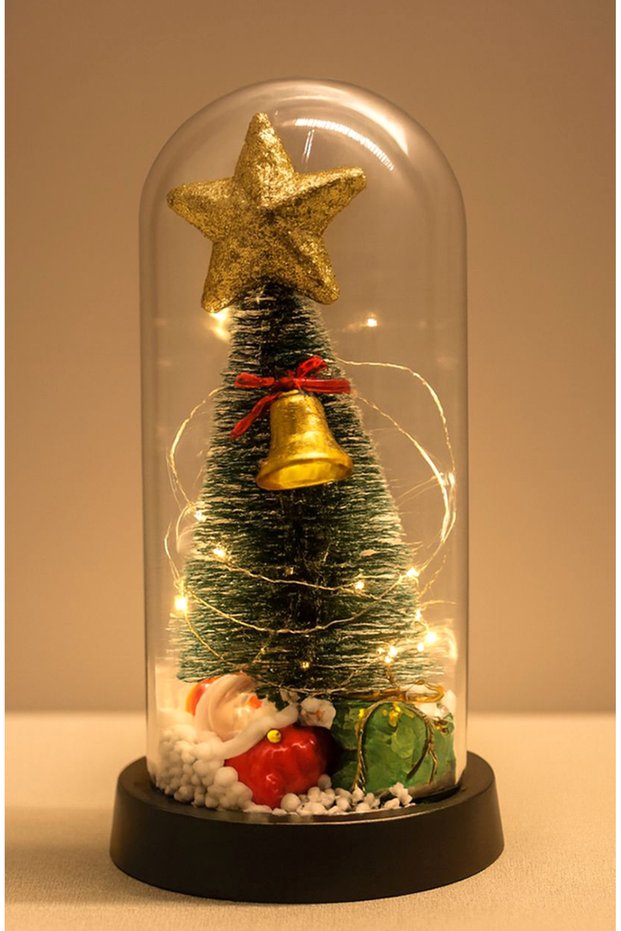 Christmas Themed Lighted Decorative Glass Jar