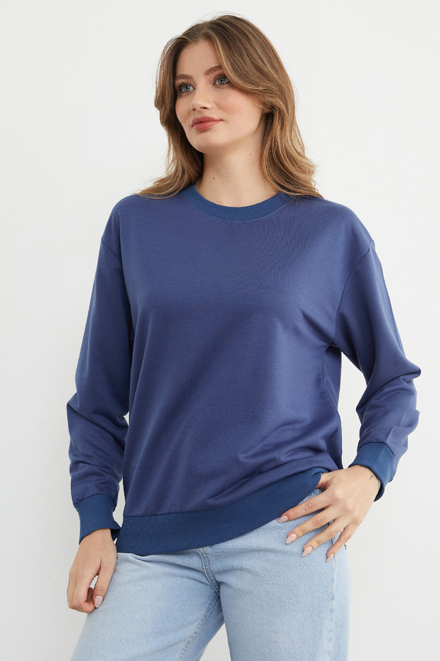 Basic Bisiklet Yaka Sweatshirt - 1