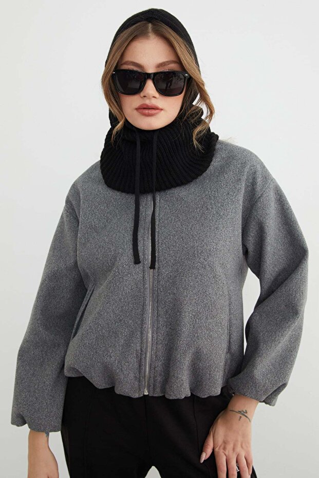 Basic Bağcıklı Triko Balaklava Bere - 1