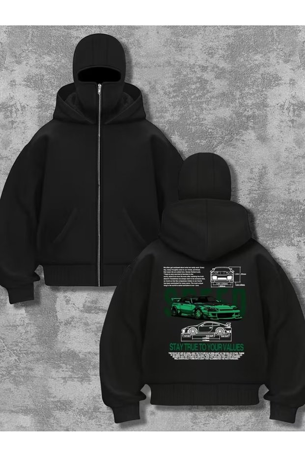 Snow Masked Ninja Unisex Sweatshirt Cardigan 2Strands Thick Fleece