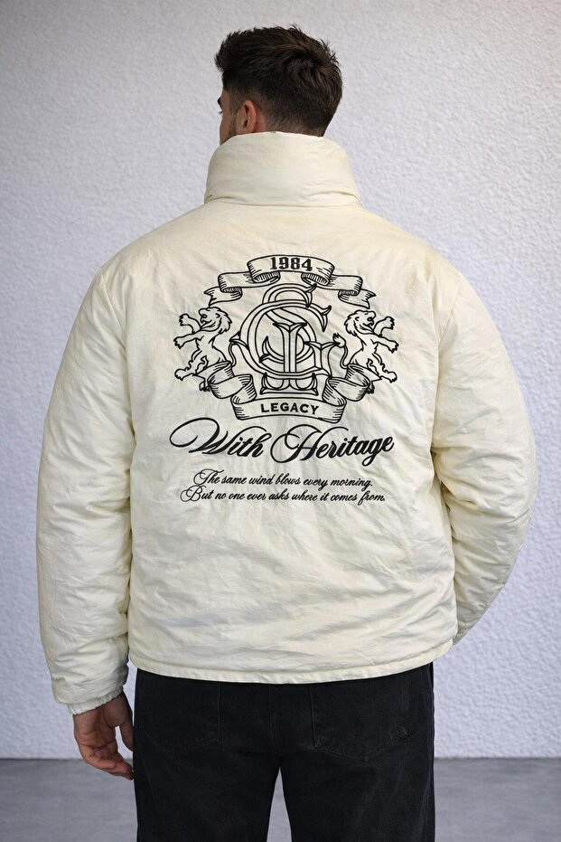 Embroidered Coat Ecru