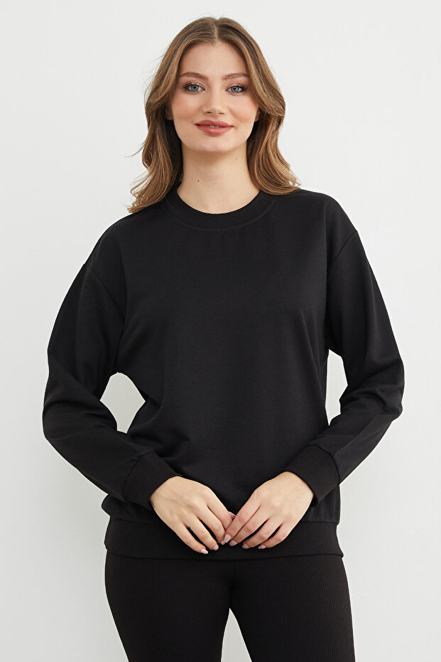 Basic Bisiklet Yaka Sweatshirt - 3