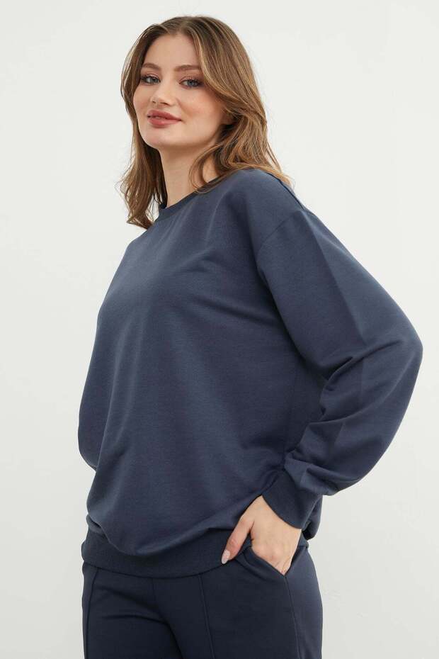 Basic Bisiklet Yaka Sweatshirt - 5