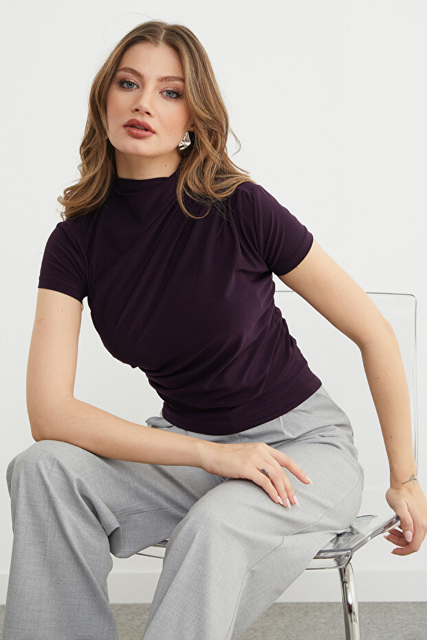 Basic Yanları Büzgülü Bluz - 1