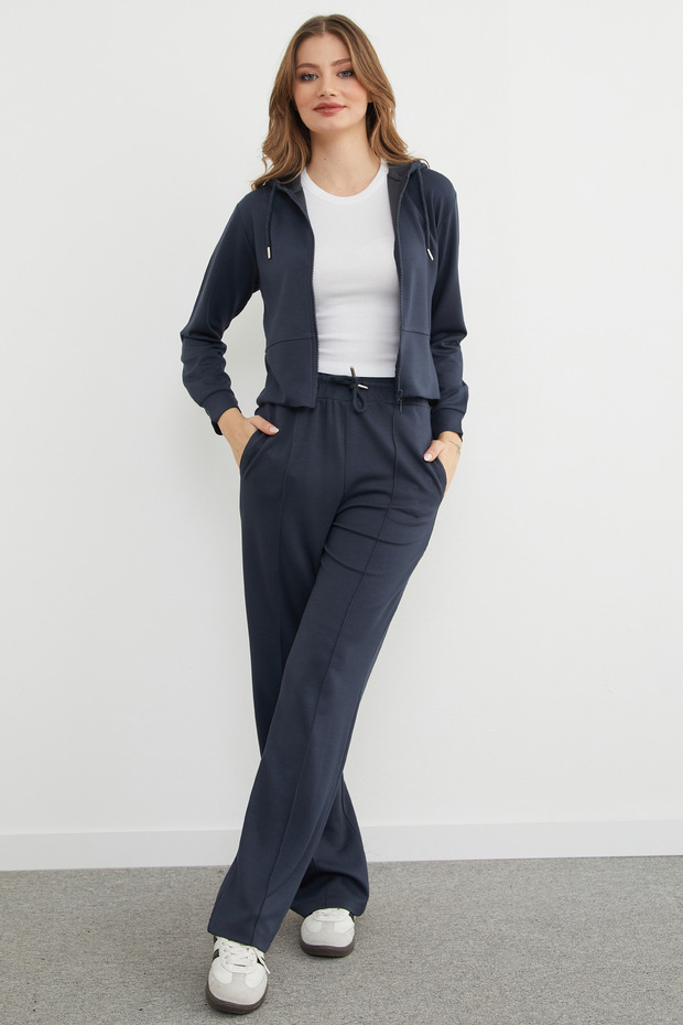 Basic Kapüşonlu Çimalı Modal Eşofman Takımı - 4