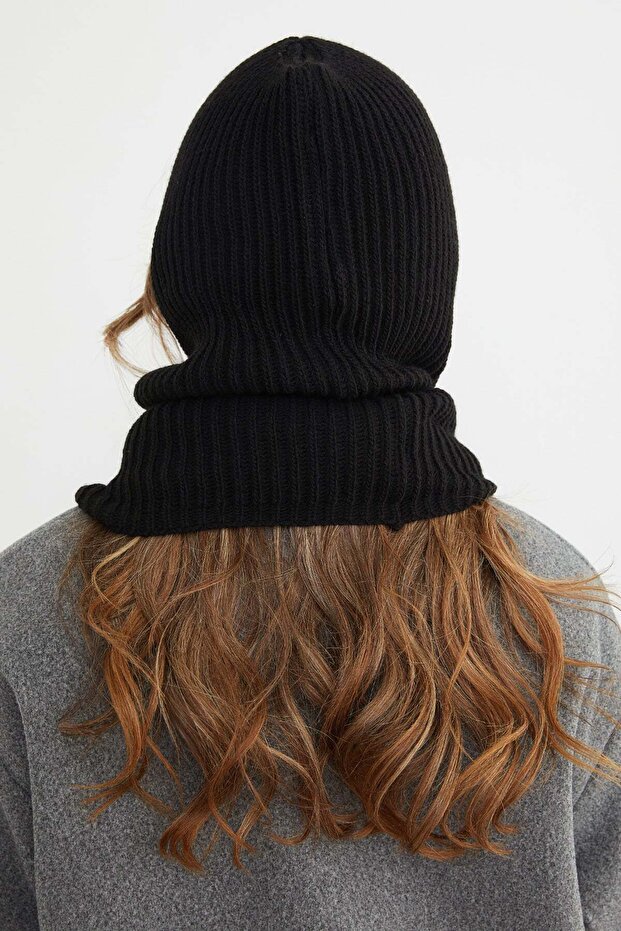 Basic Bağcıklı Triko Balaklava Bere - 6