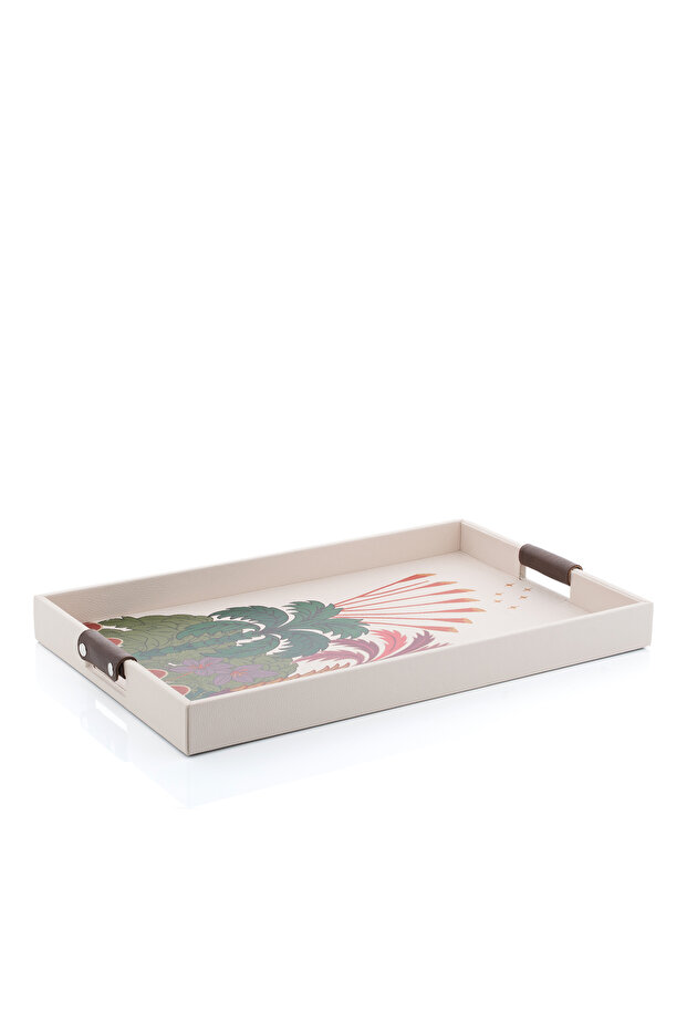 صينية تقديم بيج اللون بنقشة نخيل - 2