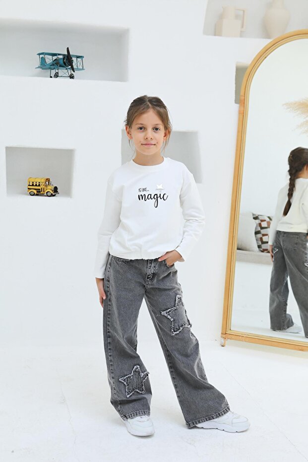 Star Applique Girls' Denim Pants