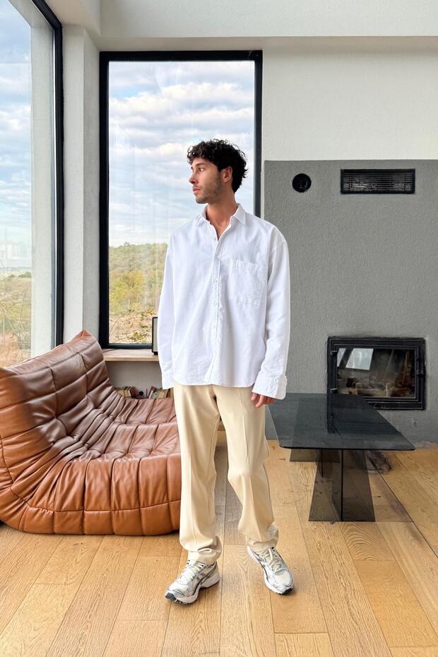 Basic Regular Pantolon Bej - 3