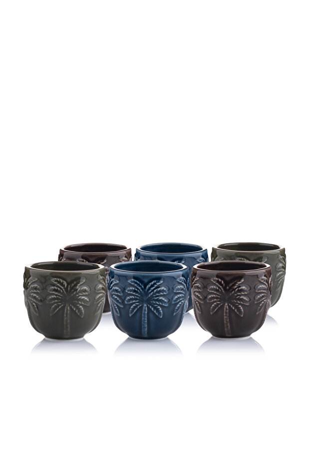Multicolor Palm Pattern Coffee Cups Set