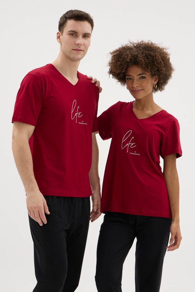 Valentine's Day New Season Concept Women's and Men's 2-Piece Pajama Set Special for Couples