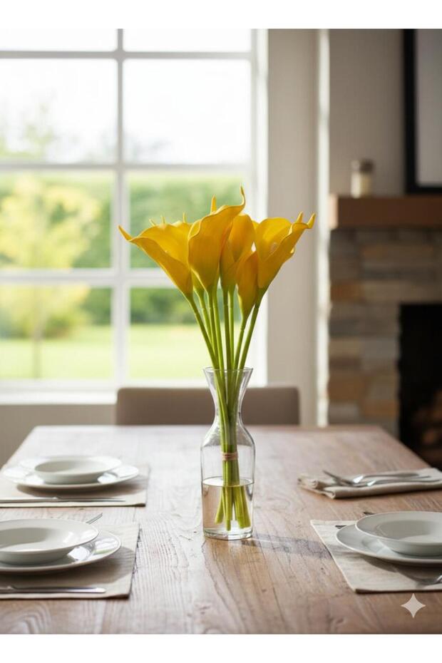 Artificial 8-Piece Gala Flower Yellow Special Day and Home Decoration Valentine's Day