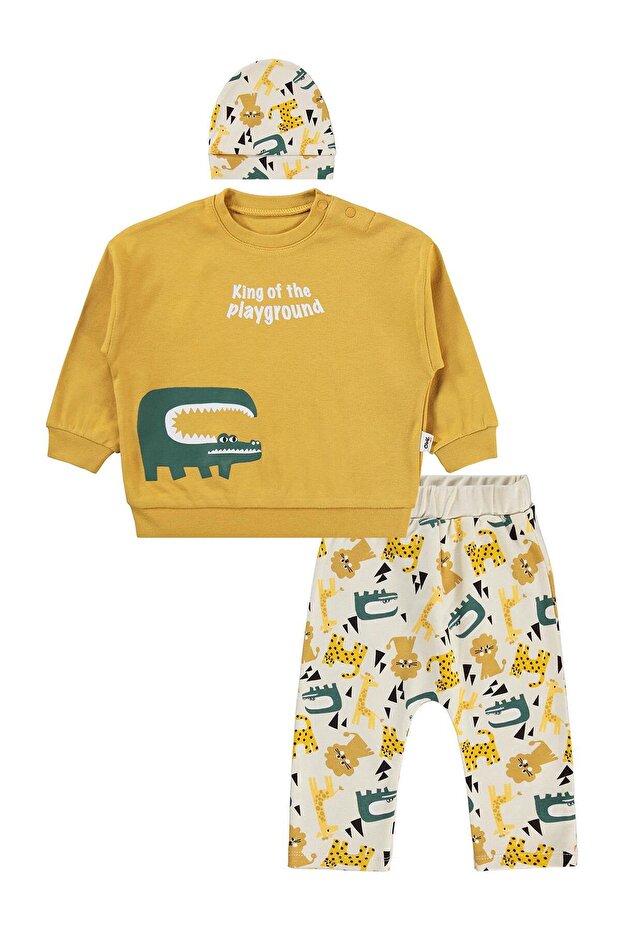 Animals Printed 6-18 Months Set - Mustard 6-9 Months