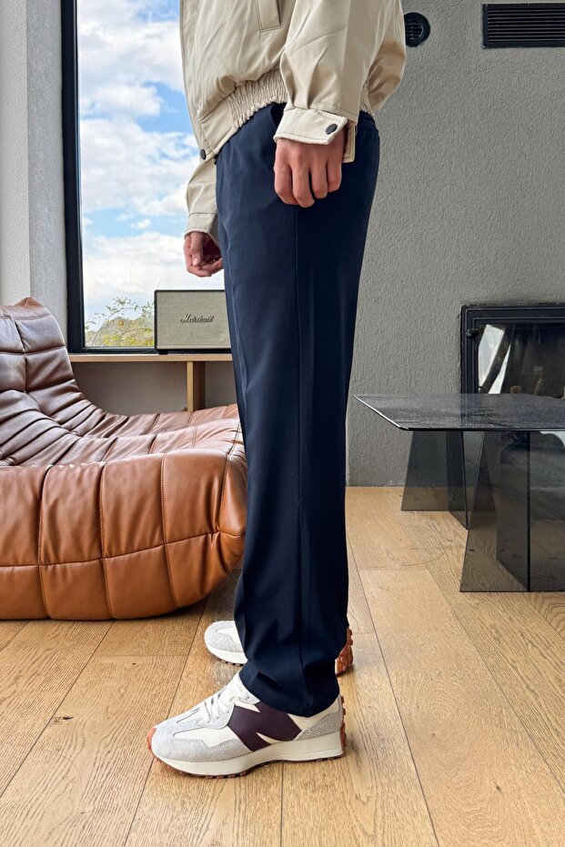 Basic Regular Pantolon Lacivert - 2