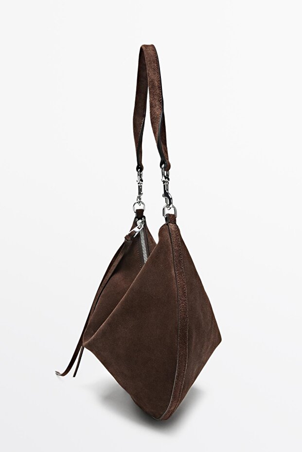 Half-moon split leather bag - 6