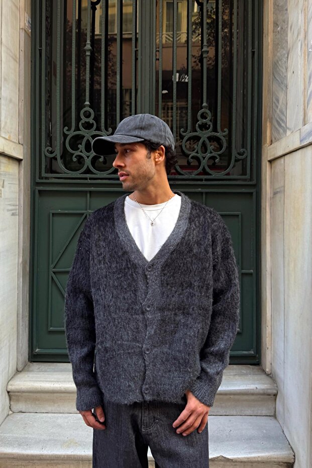 Color Gradient Knitwear Cardigan Anthracite