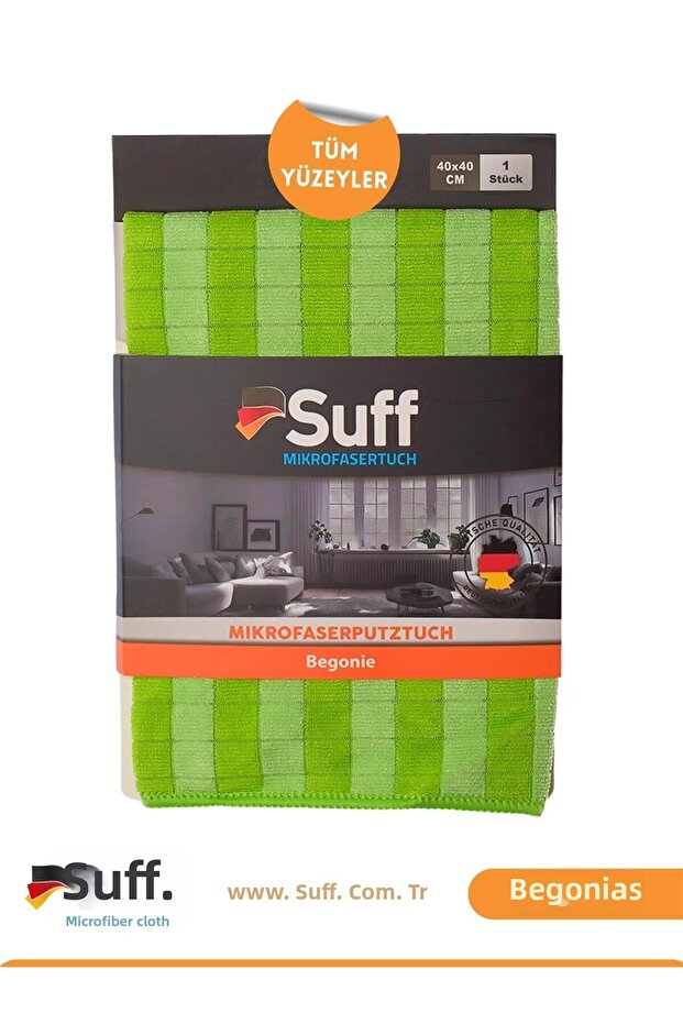 Begonie Microfiber Dusting Cloth Stain-Free Multi-Purpose Cleaning Cloth with Stripes 40X40 cm Green