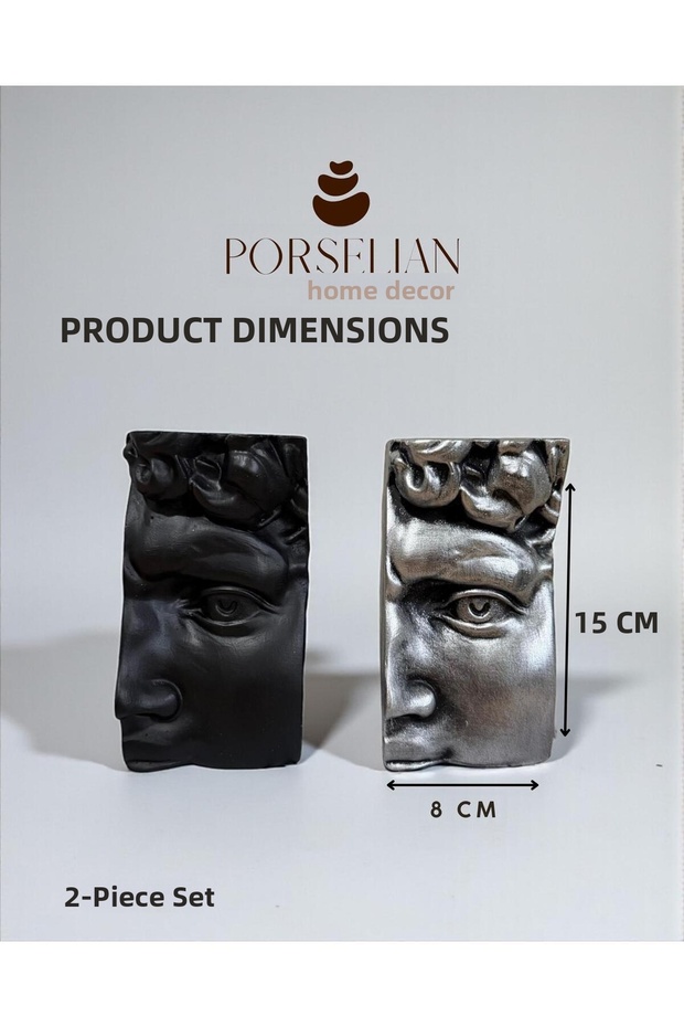 Set of 2 Decorative Antique Face Sculpture Bookends and Figurine David Bust Library Accessory