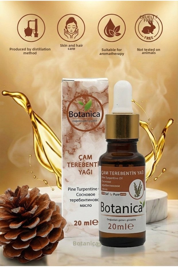 100% Pure Pine Turpentine Essential Oil 20 ml - Anti-Dandruff and Anti-Hair Loss, Helps Fast Growth