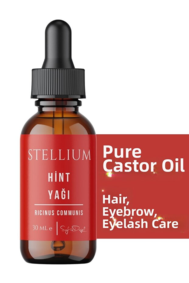 Pure Castor Oil 30ml Cold Pressed Dense Consistency Natural Support for Eyebrows, Eyelashes and Hair Care