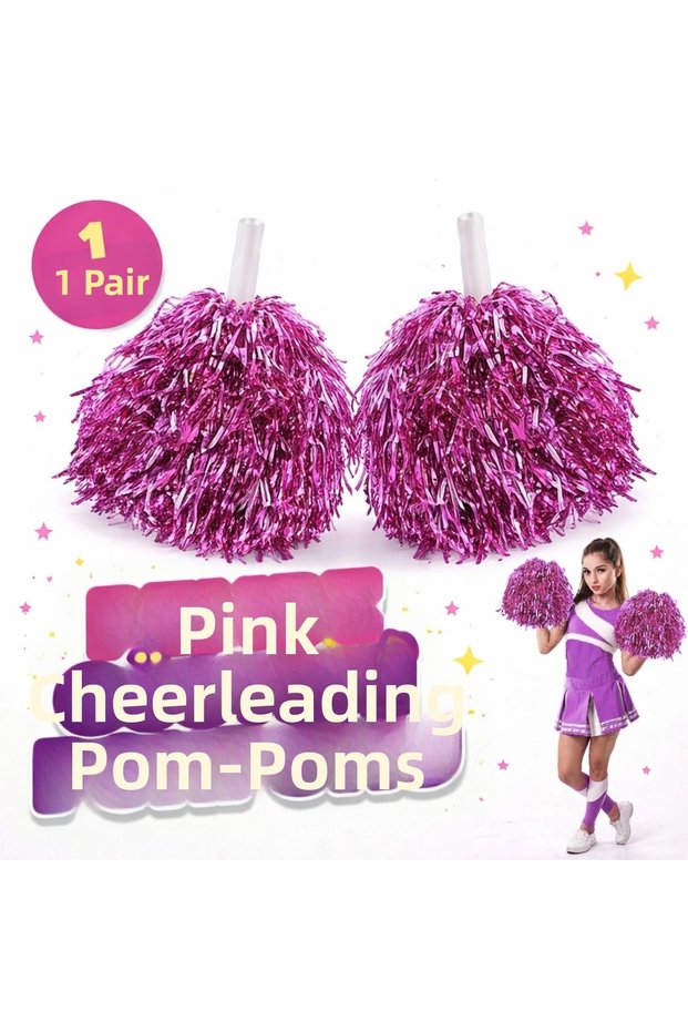 1 pair (2 pieces) pink color april 23, may 19, october 29 school show pom poms