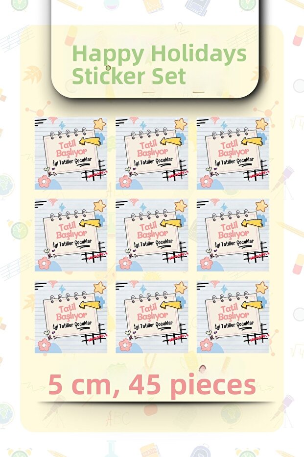 Square Shape Happy Holidays Sticker 45Pcs 5cm Opaque Sticker School Report Label for Teachers