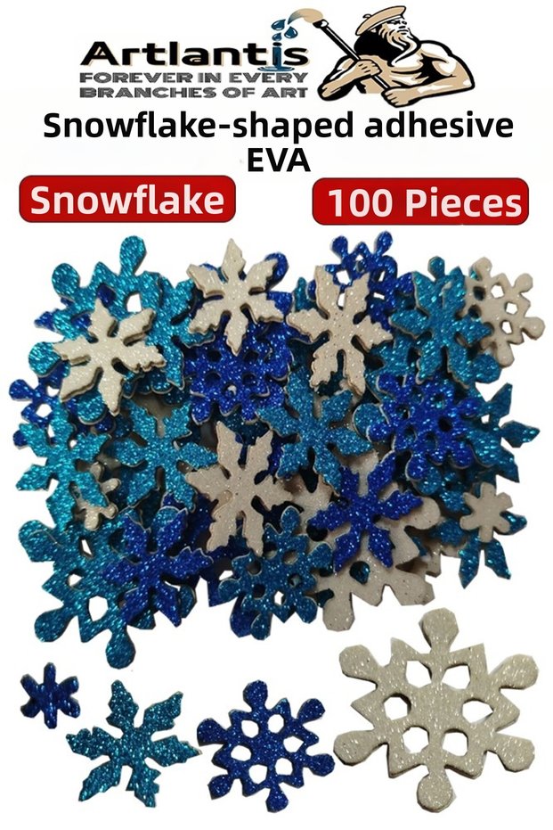 Shaped Glitter Eva Adhesive Snowflake 1 Pack of 100 Self-Adhesive Glitter Eva Sticker School Supplies