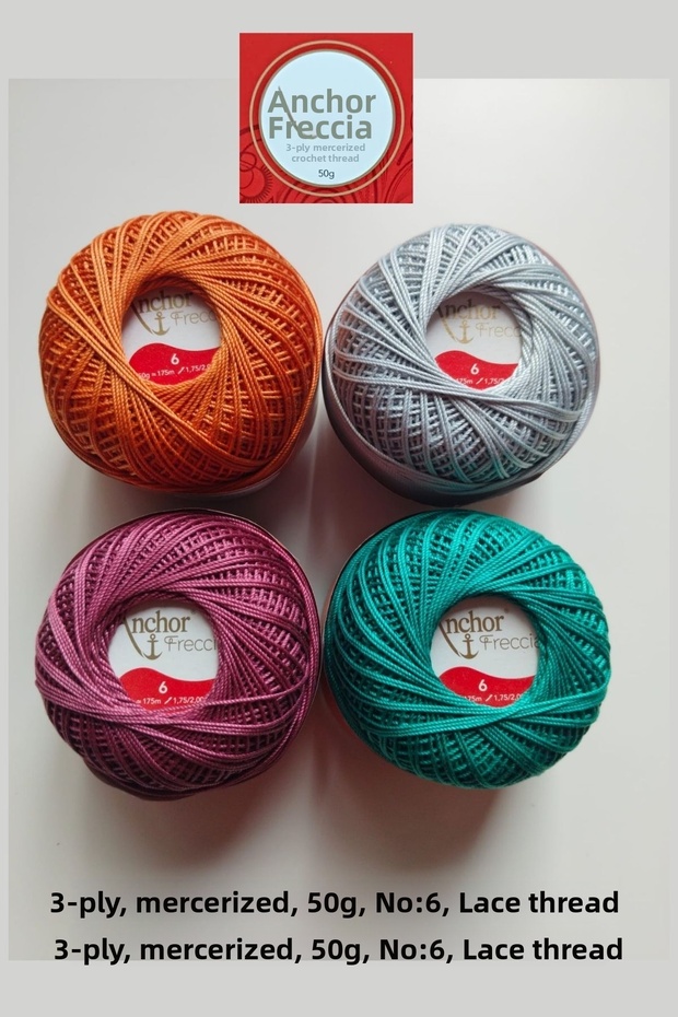 Freccia 3 Ply Mercerized 50Gr Lace Thread Set of Four