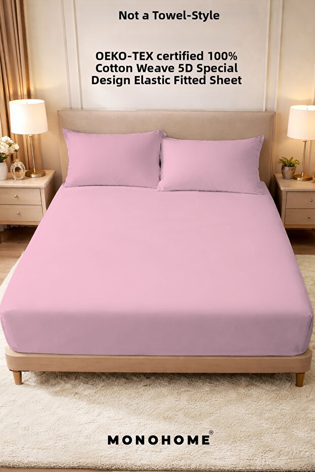Elastic Fitted Sheet 100% Cotton Oeko-Tex ® Certified (Made from Duvet Cover Fabric) 57 Tel Pembe