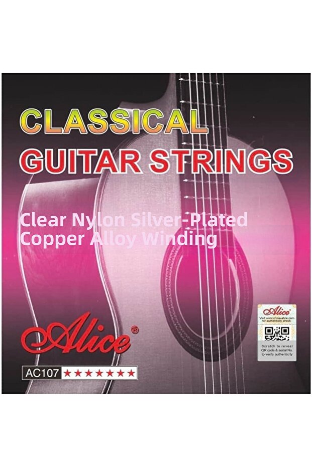 Ac107-N Classical Guitar String Set (Regular) | Transparent Nylon Top Strands Soft Feel and D