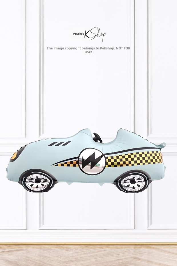Blue Retro Racing Car Foil Balloon Large 110cm 9405