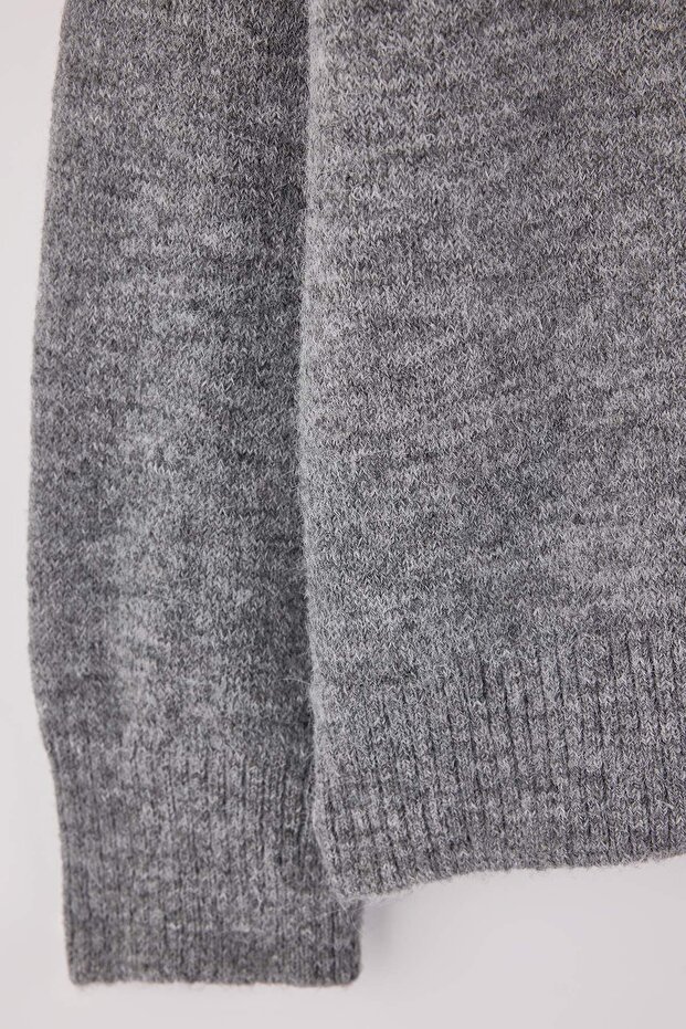 Wardrobe Essentials Antrasit Alpaka Yünü Karışımlı Basic Triko Hırka TBBAW26AV00037 - 7