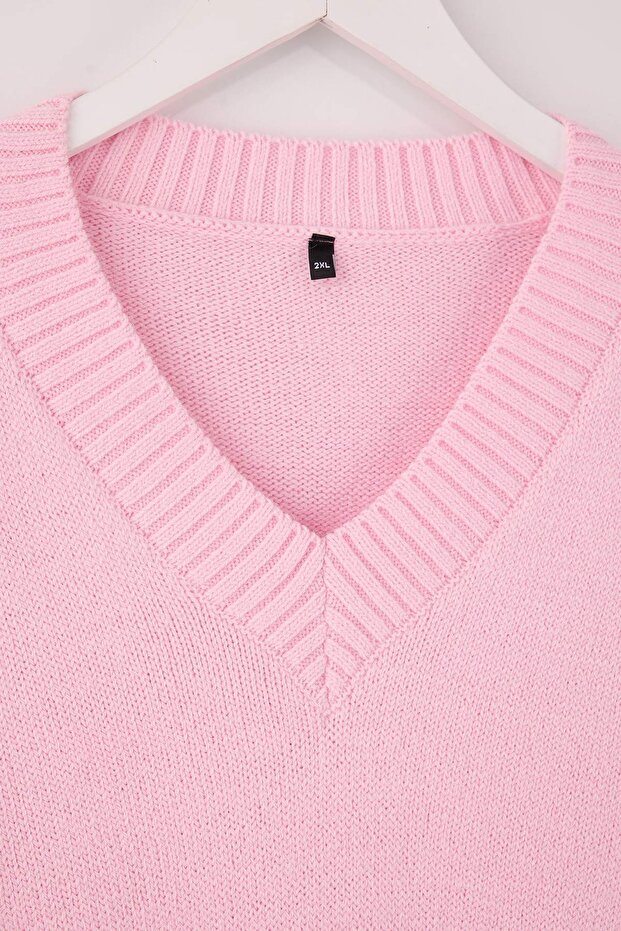 Wardrobe Essentials Pembe Basic Geniş Kalıp Yumuşak Dokulu Triko Kazak TBBAW26AN00069 - 6