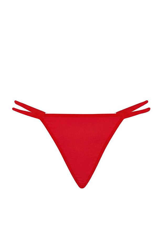 Siyah-Kırmızı 2'li Micro Kalp Aksesuar Detaylı String Külot THMSS26KU00006 - 10