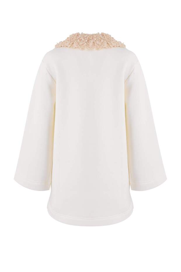Bej Yaka Detaylı Oversize İnterlok Örme Sweatshirt TCTAW26TW00004 - 7