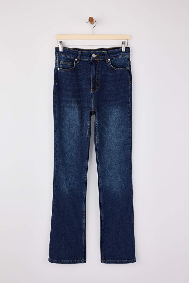 Mavi Yüksek Bel Az Esnek Slim Fit Dar Paça Jeans TWOSS26JE00041 - 5