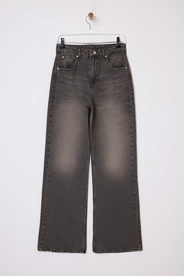 Antrasit Yüksek Bel Geniş Paça Wide Leg Jeans TWOSS26JE00054 - 5