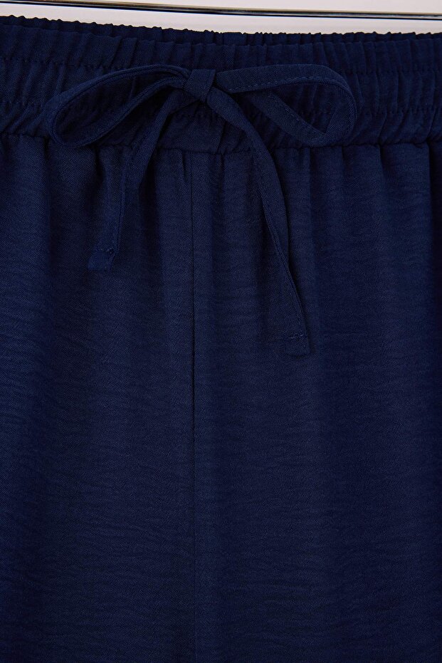 Lacivert Wide Leg Bol Paça Dokuma Pantolon TCTSS22PL0240 - 6