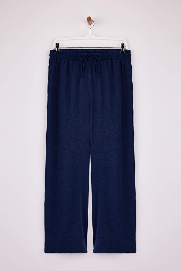 Lacivert Wide Leg Bol Paça Dokuma Pantolon TCTSS22PL0240 - 5