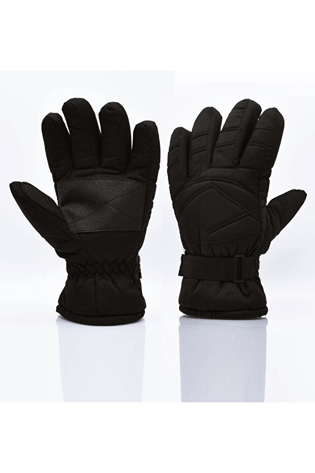 Men's Fleece Lined Black Ski Snow Gloves