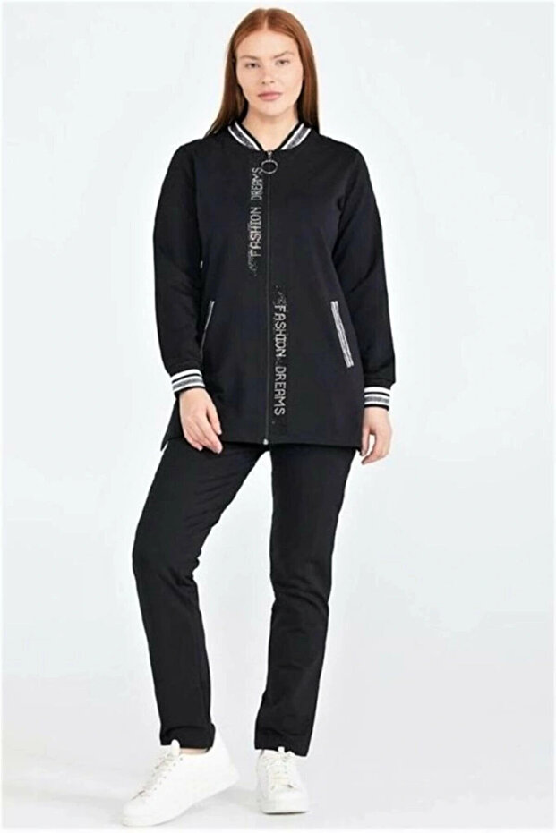 Women's Navy Blue Silvery Stone Long Tracksuit