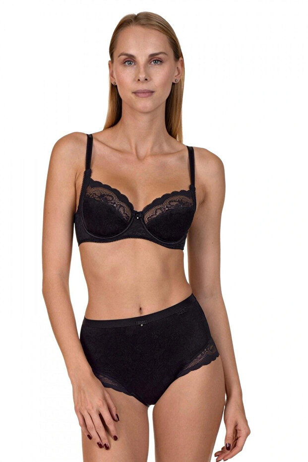 Evelyn Underwire Gathering Bra Black