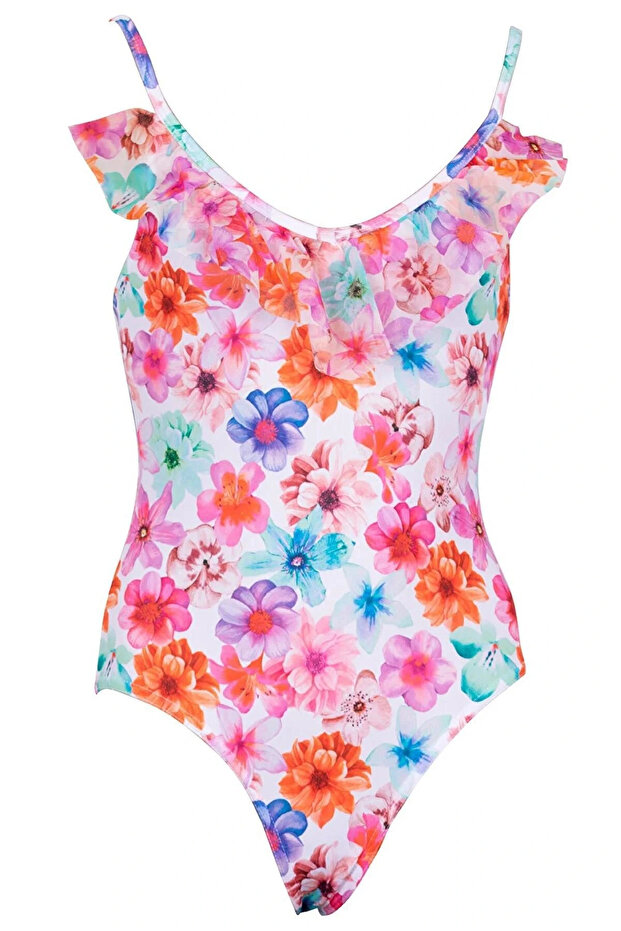 Ashley Costum Girl's Floral Swimsuit - Pink