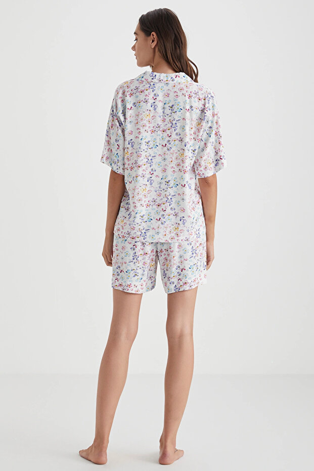 Çiçek desenli şort takım - 5