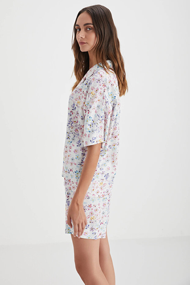 Çiçek desenli şort takım - 2