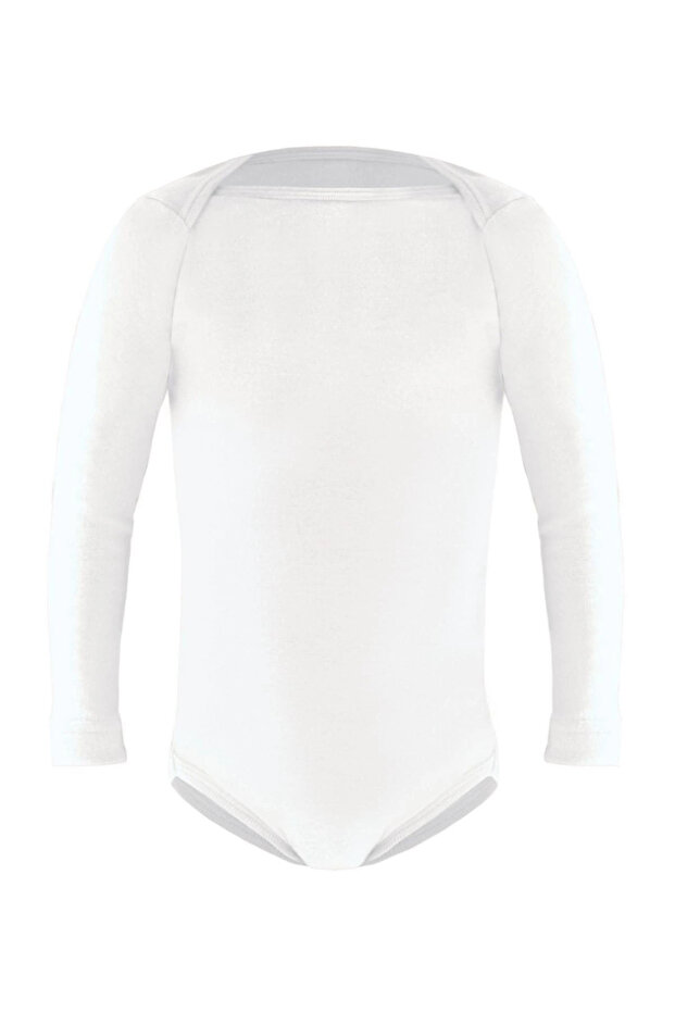 1251 Unisex Kids White 2 Pack Long Sleeve Thermal Snap Fastener Bady