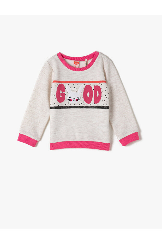 Crew Neck Printed Sweatshirt - 1