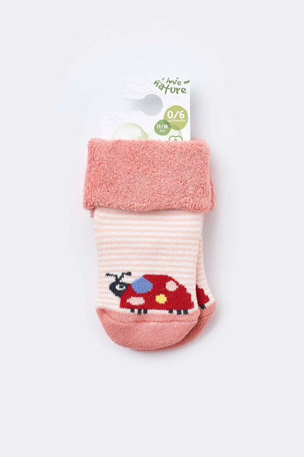 Baby Anti-Slip Towel Socks Salmon